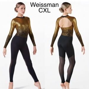 Weissman Sparkling Gold and Black Performance unitard